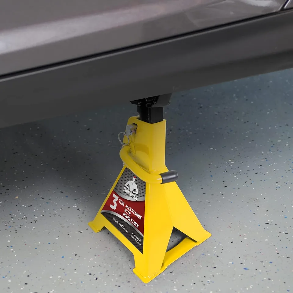 Yellow Jack Boss support stand beneath a vehicle
